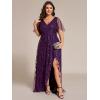 imageEverPretty Womens Plus Size Gorgeous A Line Sequin Embroidered Formal Evening Dress with Sleeves 02083DADeep Purple