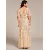 imageEverPretty Womens Plus Size Gorgeous A Line Sequin Embroidered Formal Evening Dress with Sleeves 02083DAGold