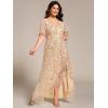 imageEverPretty Womens Plus Size Gorgeous A Line Sequin Embroidered Formal Evening Dress with Sleeves 02083DAGold