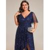 imageEverPretty Womens Plus Size Gorgeous A Line Sequin Embroidered Formal Evening Dress with Sleeves 02083DANavy Blue