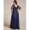 imageEverPretty Womens Plus Size Gorgeous A Line Sequin Embroidered Formal Evening Dress with Sleeves 02083DANavy Blue