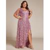 imageEverPretty Womens Plus Size Gorgeous A Line Sequin Embroidered Formal Evening Dress with Sleeves 02083DAOrchid