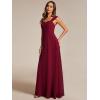 imageEverPretty Womens Sleeveless Square Neckline Backless A Line Floor Length Bridesmaid Dresses S0017Burgundy