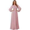 imageEverPretty Womens Crewneck Long Lantern Sleeves Floor Length ALine Pleated Chiffon Formal Dress 0106BDusty Rose