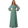 imageEverPretty Womens Crewneck Long Lantern Sleeves Floor Length ALine Pleated Chiffon Formal Dress 0106BGreen Bean