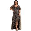 imageEverPretty Womens Plus Size Gorgeous A Line Sequin Embroidered Formal Evening Dress with Sleeves 02083DABlack Gold