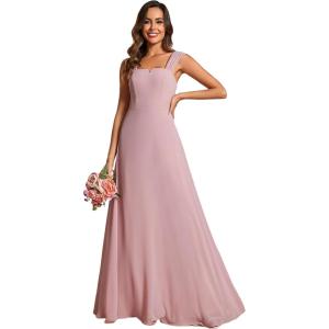 imageEverPretty Womens Sleeveless Square Neckline Backless A Line Floor Length Bridesmaid Dresses S0017Dusty Rose