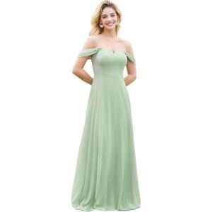 imageEverPretty Womens Sleeveless Square Neckline Backless A Line Floor Length Bridesmaid Dresses S0017Mint Green