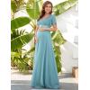 imageEverPretty Women Chiffon VNeck Maternity Party Dresses for Baby Shower with Sleeves 20795EYDemin Blue