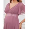 imageEverPretty Women Chiffon VNeck Maternity Party Dresses for Baby Shower with Sleeves 20795EYOrchid