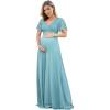 imageEverPretty Women Chiffon VNeck Maternity Party Dresses for Baby Shower with Sleeves 20795EYDemin Blue