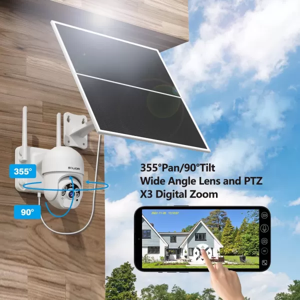 imageSOLIOM 4G LTE Cellular Security Camera 247 Recording with 20W Solar Panel 20000mAh Battery360 Pan TiltSpotlight Color Night Vision2 Way TalkPIR Motion DetectNo WiFiIP66SL8004G US Ver