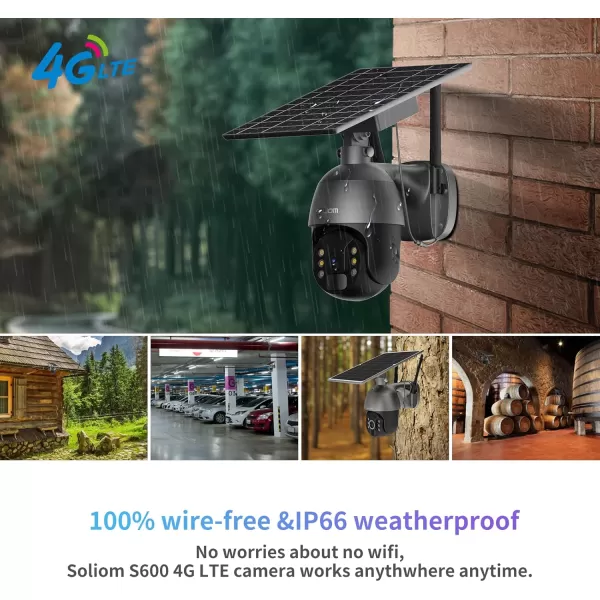 imageSOLIOM S600 4G LTE Security Camera Outdoor Solar Powered Cellular Security Camera Wireless Pan Tilt 360View Spotlight 1080p Night Vision 2 Way Talk PIR Motion Sensor No WiFi