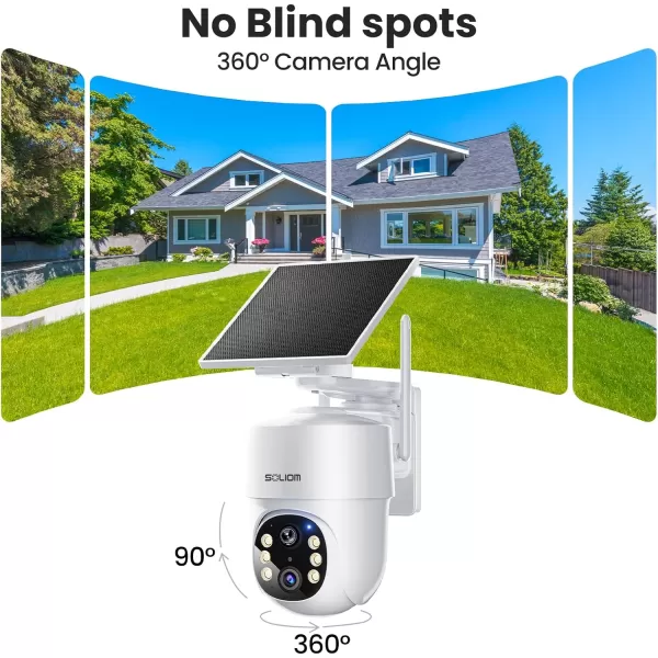 imageSOLIOM True 5MP HD Security Cameras Wireless Outdoor Solar Powered Home Security Camera with 360 Auto Tracking Pan ampamp Tilt Spot Light Night Vision2Cam Pack 5G ampamp 24G Router No Subscription