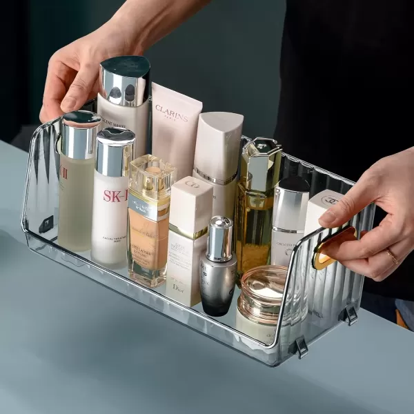 imageCANITORON Clear Makeup Organizer 2 Pack Bathroom Vanity Organizer Skin Care Organizer Cosmetic Display Case Makeup Holder Ideal for Bedroom Bathroom Storage Countertop  Small Clear