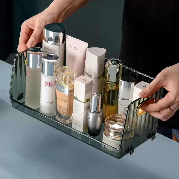 imageCANITORON Clear Makeup Organizer 2 Pack Bathroom Vanity Organizer Skin Care Organizer Cosmetic Display Case Makeup Holder Ideal for Bedroom Bathroom Storage Countertop  Max Green