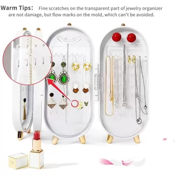 imageCANITORON Earring Organizer 4Layer Foldable Earring Holder Small Jewelry Organizer Jewelry Holder for Earring Stud Earrings Necklace Jewelry Travel OrganizerWhiteWhite