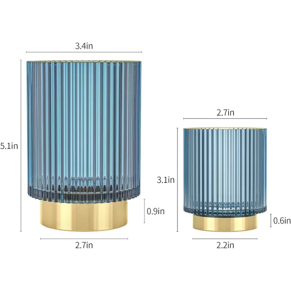 imageCANITORON Makeup Brush Holder 2 Pack Glass Cosmetic Makeup Brush Organizer Storage Organizer for Paint Brush Pen Pencil Eyeliner Bathroom Counter Dresser Bedroom Storage CupGreen SLBlue