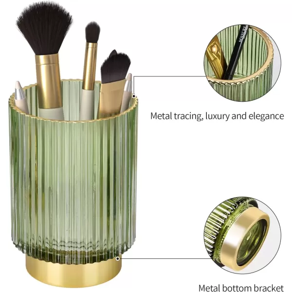 imageCANITORON Makeup Brush Holder 2 Pack Glass Cosmetic Makeup Brush Organizer Storage Organizer for Paint Brush Pen Pencil Eyeliner Bathroom Counter Dresser Bedroom Storage CupGreen SLGreen