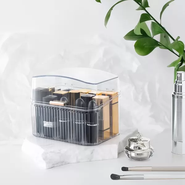 imageCANITORON Makeup Organizer for VanityClear Skincare Organizer with Large Capacity and Lipstick Organizer3layer Cosmetic Display CaseEgg ShapeOval Cosmetic Storage Box including golden HandleClear