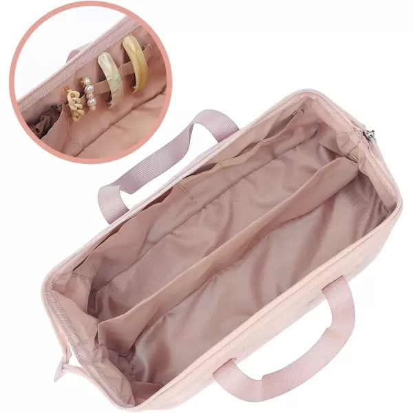 imageNISHEL Hair Tools Travel Carrying Bag Portable Hair Air Wrap Dryer Case Hair Dryer Curling Iron Airstraight Attachment Organizer Hairdressing Set Bag Pink