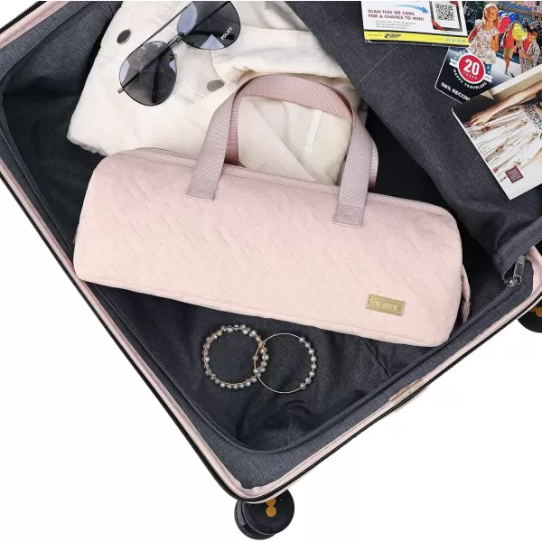 imageNISHEL Hair Tools Travel Carrying Bag Portable Hair Air Wrap Dryer Case Hair Dryer Curling Iron Airstraight Attachment Organizer Hairdressing Set Bag Pink