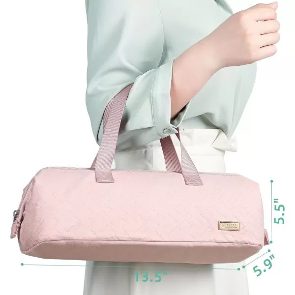 imageNISHEL Hair Tools Travel Carrying Bag Portable Hair Air Wrap Dryer Case Hair Dryer Curling Iron Airstraight Attachment Organizer Hairdressing Set Bag Pink