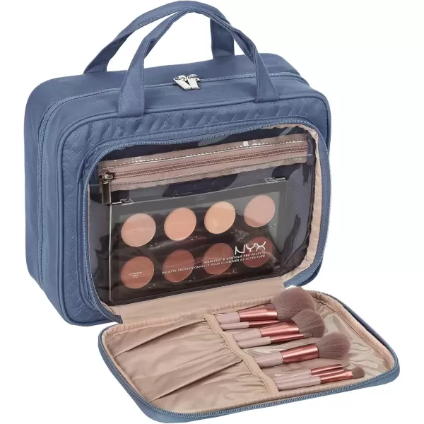 imageNISHEL Hanging Travel Toiletry Bag Visible Makeup Organizer Makeup Case for Travel Accessories Bathroom Shower BlackAegeanBlue