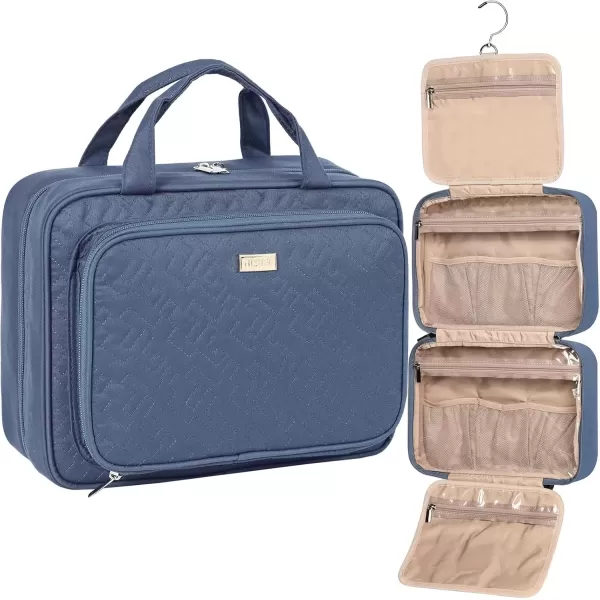 imageNISHEL Hanging Travel Toiletry Bag Visible Makeup Organizer Makeup Case for Travel Accessories Bathroom Shower BlackAegeanBlue