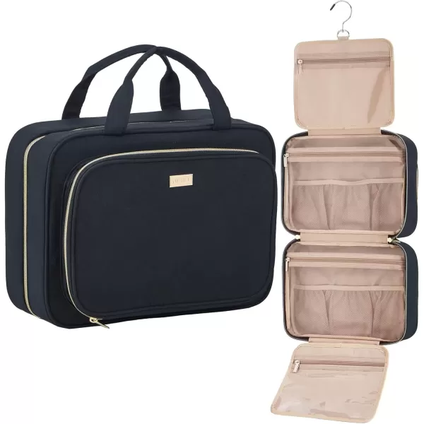 imageNISHEL Hanging Travel Toiletry Bag Visible Makeup Organizer Makeup Case for Travel Accessories Bathroom Shower BlackBlack