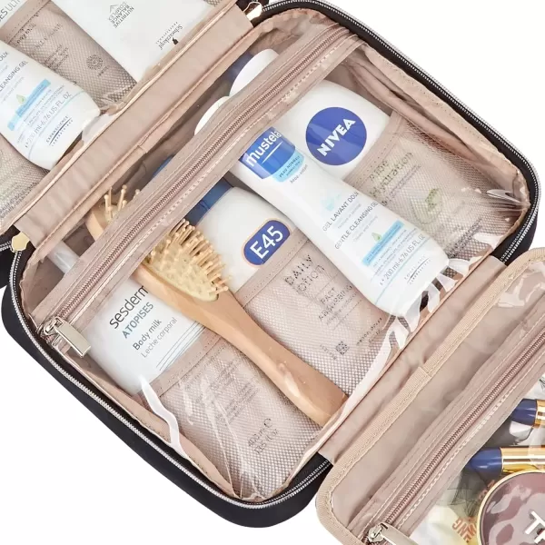 imageNISHEL Hanging Travel Toiletry Bag Visible Makeup Organizer Makeup Case for Travel Accessories Bathroom Shower BlackBlack