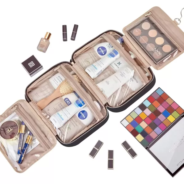 imageNISHEL Hanging Travel Toiletry Bag Visible Makeup Organizer Makeup Case for Travel Accessories Bathroom Shower BlackBlack