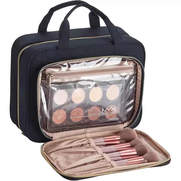 imageNISHEL Hanging Travel Toiletry Bag Visible Makeup Organizer Makeup Case for Travel Accessories Bathroom Shower BlackBlack