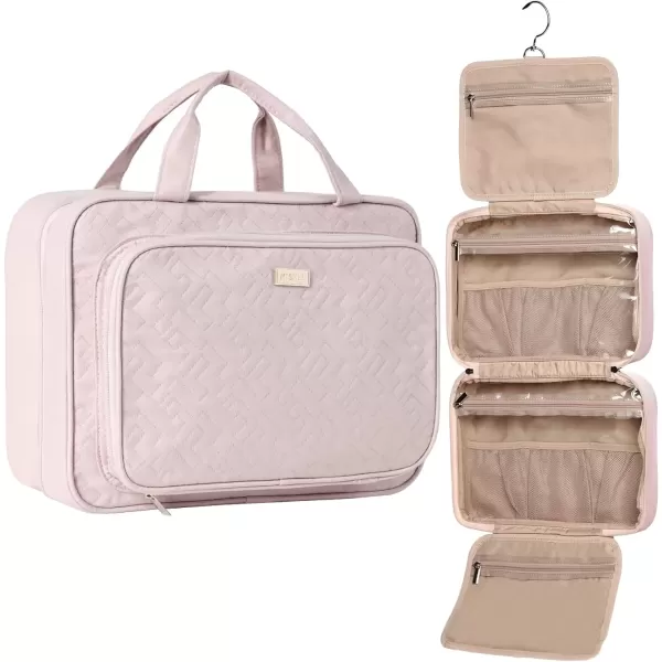 imageNISHEL Hanging Travel Toiletry Bag Visible Makeup Organizer Makeup Case for Travel Accessories Bathroom Shower BlackPink