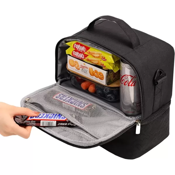 imageNISHEL Lunch Bag for Women Insulated Two Separate Compartments Lunch Box with Adjustable Shoulder Strap Leakproof Lunch Cooler Bag for Work PinkBlack