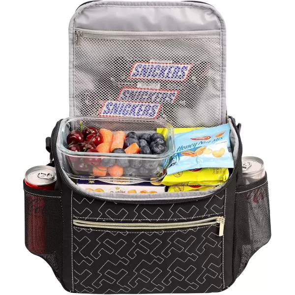 imageNISHEL Lunch Bag for Women Insulated Two Separate Compartments Lunch Box with Adjustable Shoulder Strap Leakproof Lunch Cooler Bag for Work PinkBlack