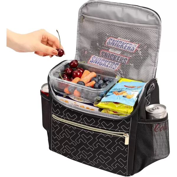 imageNISHEL Lunch Bag for Women Insulated Two Separate Compartments Lunch Box with Adjustable Shoulder Strap Leakproof Lunch Cooler Bag for Work PinkBlack