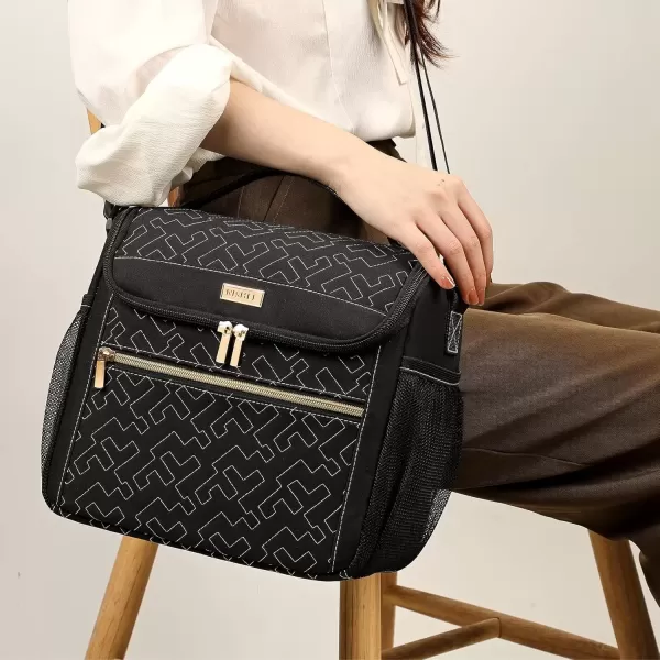 imageNISHEL Lunch Bag for Women Insulated Two Separate Compartments Lunch Box with Adjustable Shoulder Strap Leakproof Lunch Cooler Bag for Work PinkBlack
