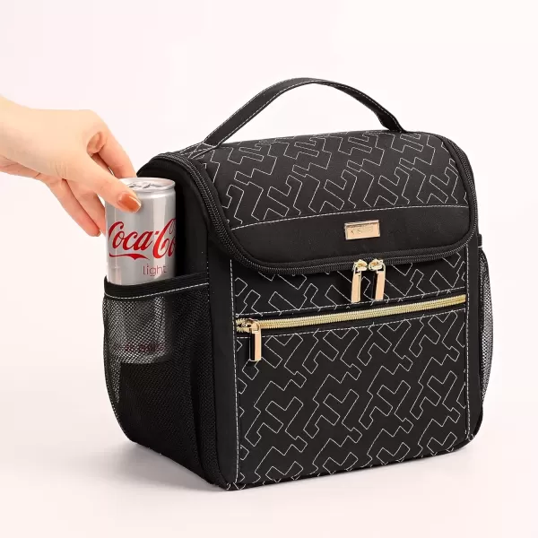 imageNISHEL Lunch Bag for Women Insulated Two Separate Compartments Lunch Box with Adjustable Shoulder Strap Leakproof Lunch Cooler Bag for Work PinkBlack