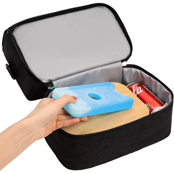 imageNISHEL Lunch Bag for Women Insulated Two Separate Compartments Lunch Box with Adjustable Shoulder Strap Leakproof Lunch Cooler Bag for Work PinkBlack