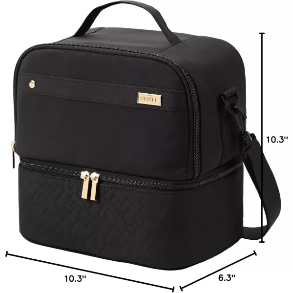 imageNISHEL Lunch Bag for Women Insulated Two Separate Compartments Lunch Box with Adjustable Shoulder Strap Leakproof Lunch Cooler Bag for Work PinkBlack