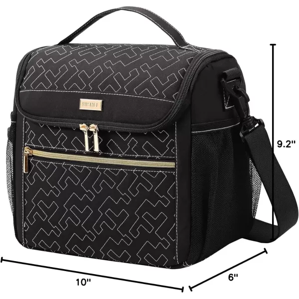 imageNISHEL Lunch Bag for Women Insulated Two Separate Compartments Lunch Box with Adjustable Shoulder Strap Leakproof Lunch Cooler Bag for Work PinkBlack