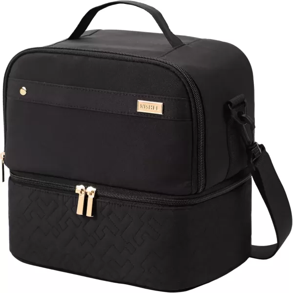 imageNISHEL Lunch Bag for Women Insulated Two Separate Compartments Lunch Box with Adjustable Shoulder Strap Leakproof Lunch Cooler Bag for Work PinkBlack