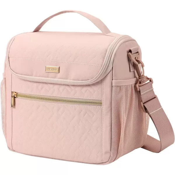 imageNISHEL Lunch Bag for Women Insulated Two Separate Compartments Lunch Box with Adjustable Shoulder Strap Leakproof Lunch Cooler Bag for Work PinkPink