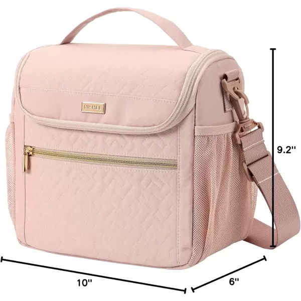 imageNISHEL Lunch Bag for Women Insulated Two Separate Compartments Lunch Box with Adjustable Shoulder Strap Leakproof Lunch Cooler Bag for Work PinkPink