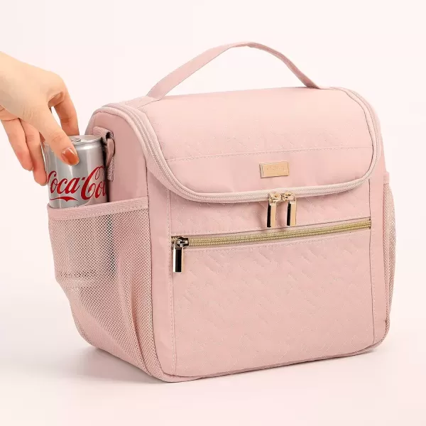 imageNISHEL Lunch Bag for Women Insulated Two Separate Compartments Lunch Box with Adjustable Shoulder Strap Leakproof Lunch Cooler Bag for Work PinkPink
