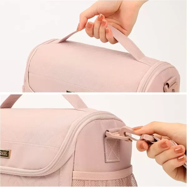 imageNISHEL Lunch Bag for Women Insulated Two Separate Compartments Lunch Box with Adjustable Shoulder Strap Leakproof Lunch Cooler Bag for Work PinkPink