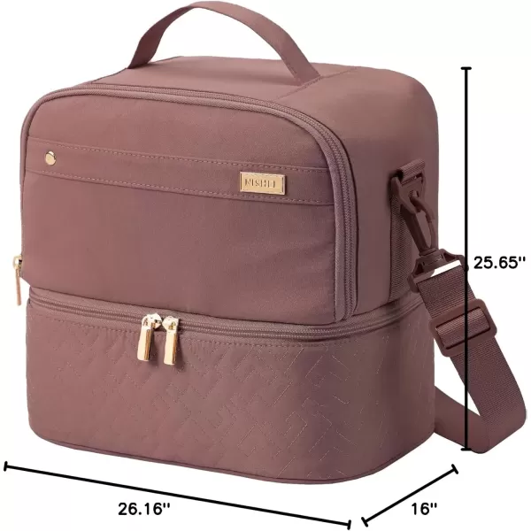 imageNISHEL Lunch Bag for Women Insulated Two Separate Compartments Lunch Box with Adjustable Shoulder Strap Leakproof Lunch Cooler Bag for Work PinkRosewoodPinK