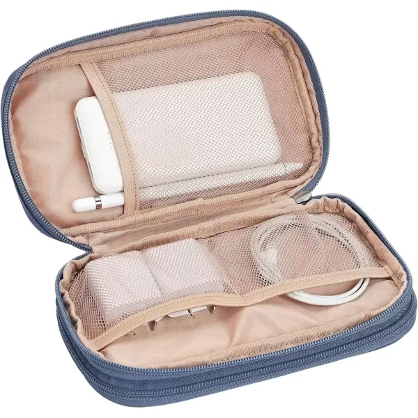 imageNISHEL Travel Cord Organizer Case Double Layers Tech Electronic Case Travel Essentials for Charger Cable Phone Flash drive PinkAegeanBlue