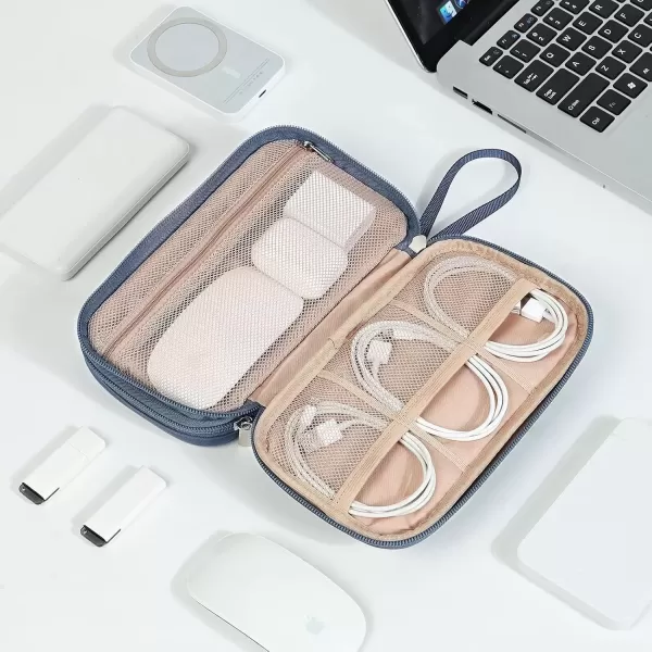 imageNISHEL Travel Cord Organizer Case Double Layers Tech Electronic Case Travel Essentials for Charger Cable Phone Flash drive PinkAegeanBlue